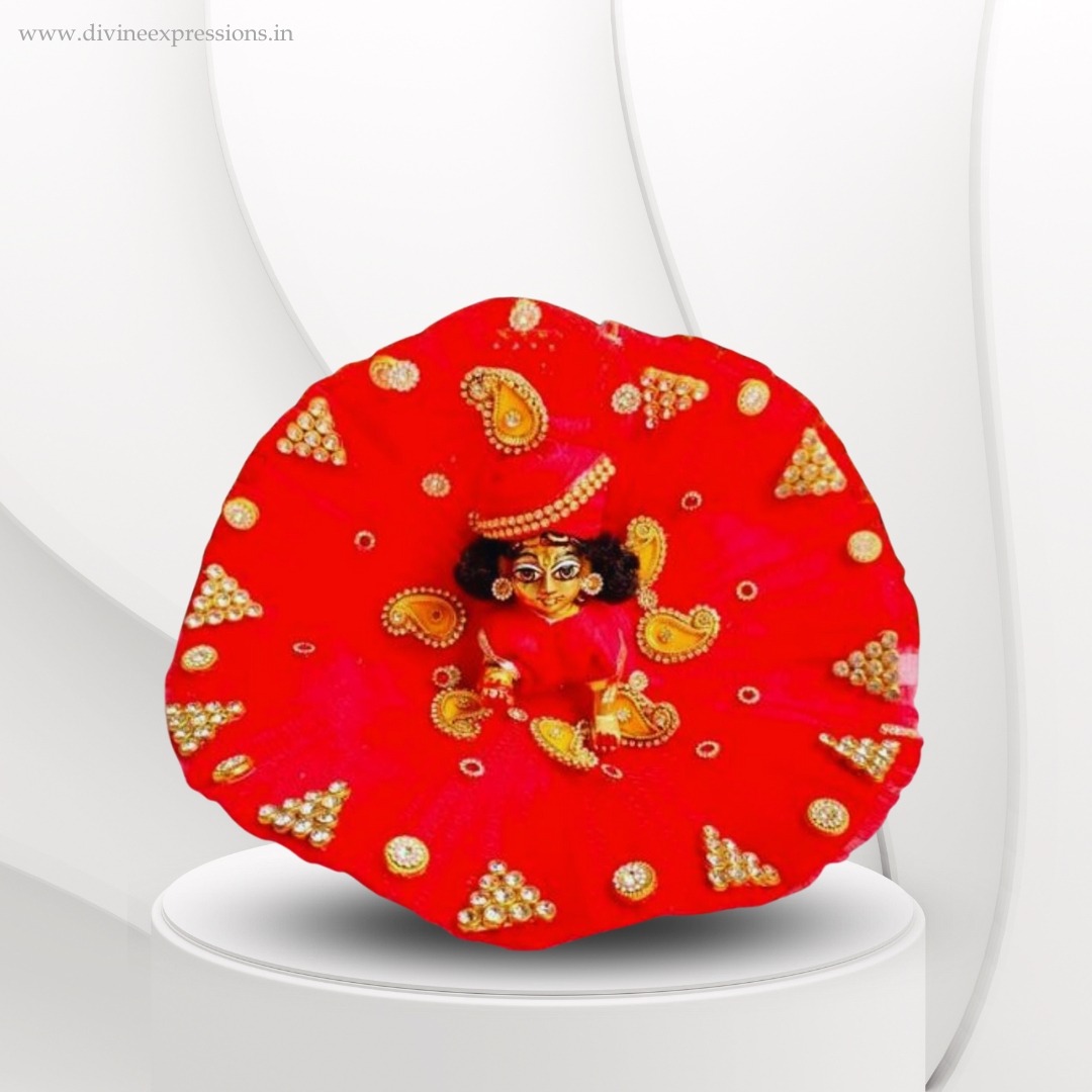 Kundan work Dress for Thakur ji (Red) Kundan work Dress for Thakur ji (Red)