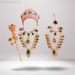 Golden and Green Complete jewellery set for kanha ji